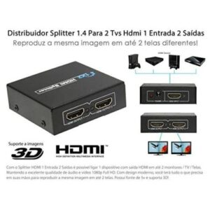SPLITTER DIVISOR HDMI 1 ENTRADA 2 SAIDAS FULL HD 3D TOMATE MTV-112