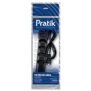 FILTRO DE LINHA 5 TOMADAS 10A 3x0,75MM 1METRO BiVolt PRATIK