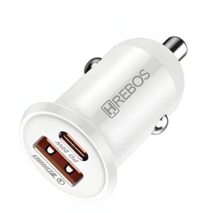 CARREGADOR VEICULAR (USB-C/USB-A) 20W 3A HREBOS CRV-200