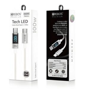 CABO USB-C X TYPC-C 100W 1METRO HREBOS CB-371C