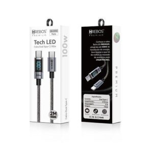 CABO USB-C X TYPC-C 100W 2METROS HREBOS CB-372C