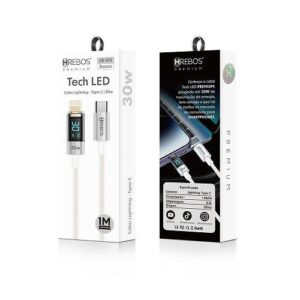 CABO USB-C (TYPE-C) P/ IPHONE LIGHTNING 1METRO 30W HREBOS CB-371i