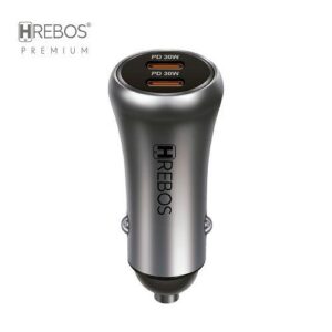 CARREGADOR VEICULAR 2 x USB-C 60W 3A HREBOS CRV-202