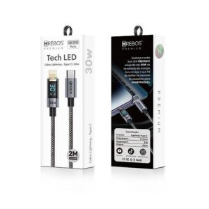 CABO USB-C (TYPE-C) P/ IPHONE LIGHTNING 2METROS 30W HREBOS CB-372i