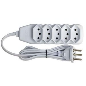 CABO EXTENSAO 5 TOMADAS C/ PROTECAO REARMAVEL TRIPOLAR 5METROS Bivolt FORCELINE 0180200534