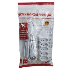 CABO EXTENSAO 5 TOMADAS C/ PROTECAO REARMAVEL TRIPOLAR 5METROS Bivolt FORCELINE 0180200534