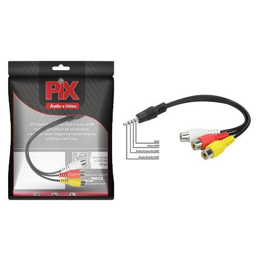 CABO P2 (M) 3 ANEIS (M) X 3 RCA (F) 16CM PIX 018-6095
