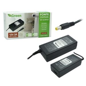 FONTE ALI. 12V 3A 5.5X2.1 P4 BiVOLT GREEN 044-6350
