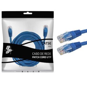 CABO DE REDE PATCH CORD CAT5E AZUL 5METROS 5+ 018-9913