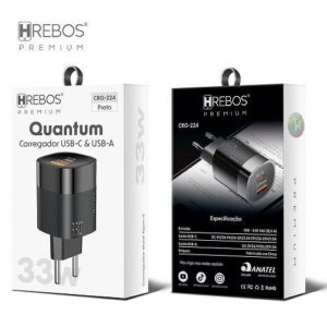 CARREGADOR PARA CELULAR 33W USB-A/USB-C HREBOS CRG-224