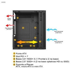 GABINETE GAMER S/ FONTE PIXXO GE3201