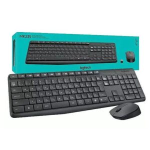 KIT TECLADO + MOUSE SEM FIO PRETO LOGITECH MK235