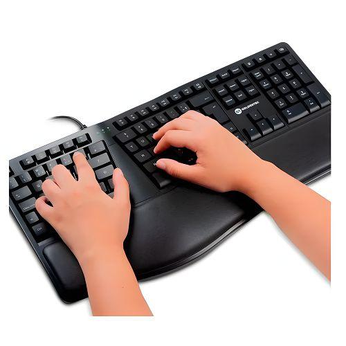 TECLADO USB ERGONOMICO C/APIO DE PULSO GOLDENTEC 45202 - Imagem 4