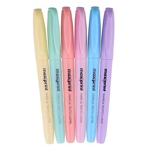 CANETA MARCA-TEXTO LUMIS PASTEL ESTOJO C/ 6 CORES PONTA POLIESTER MAXPRINT 70000027