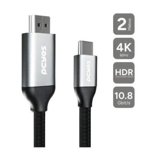 CABO USB-C PARA HDMI 2METROS 4K PCYES PUCH2