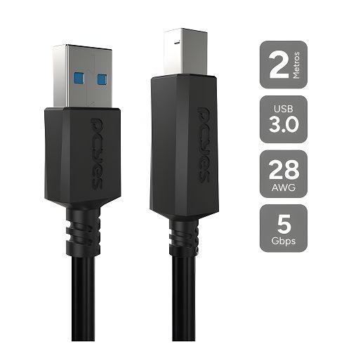 CABO USB 3.0 TIPO B (M) X A (M) 2METROS P/IMPRESORA PCYES PUABM3-2 - Imagem 3